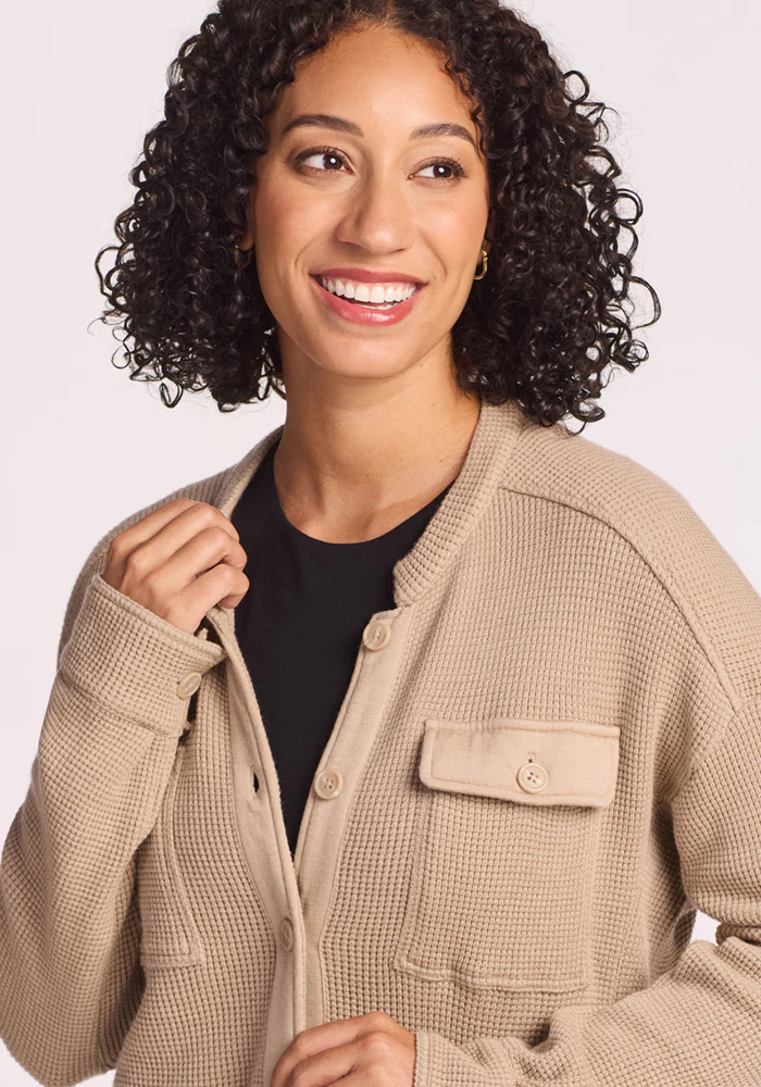 Oaklynn Waffle Shacket - Biscotti - Image 4
