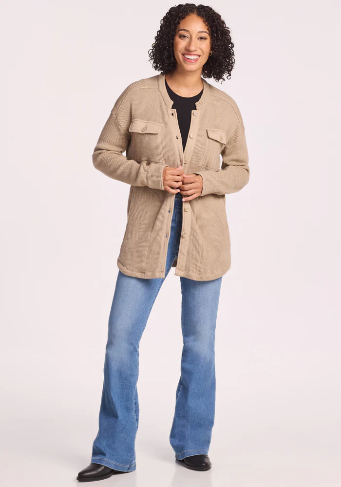 Oaklynn Waffle Shacket - Biscotti - Image 7