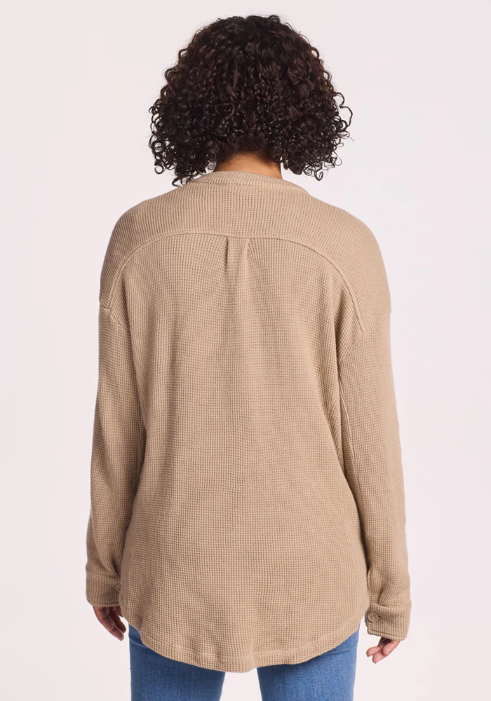 Oaklynn Waffle Shacket - Biscotti - Image 8