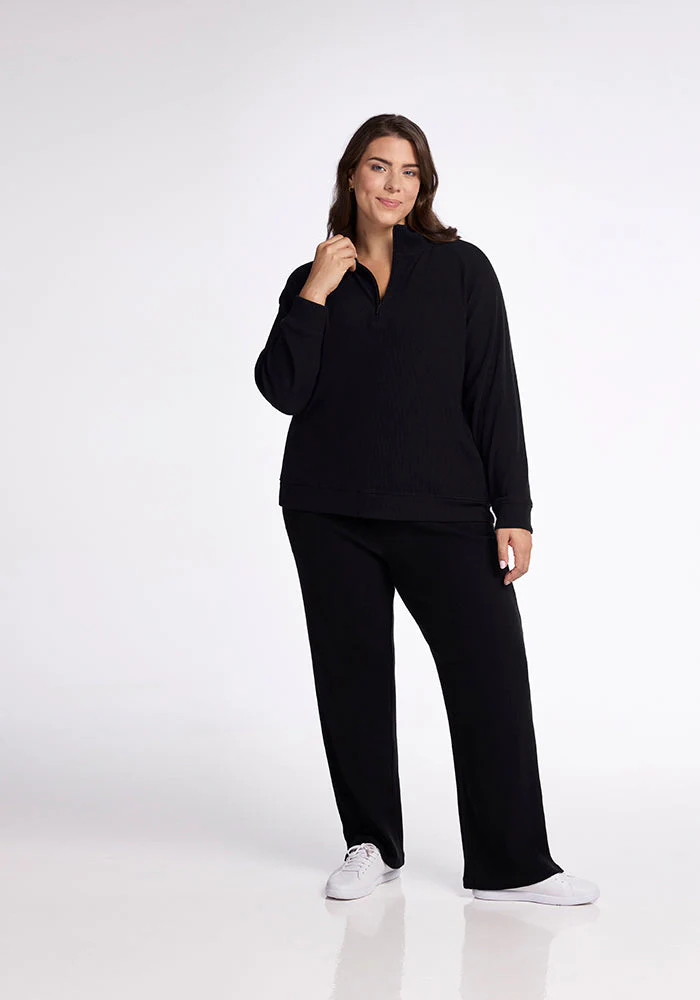 Quinn Ribbed 1/4 Zip - Black - Image 11