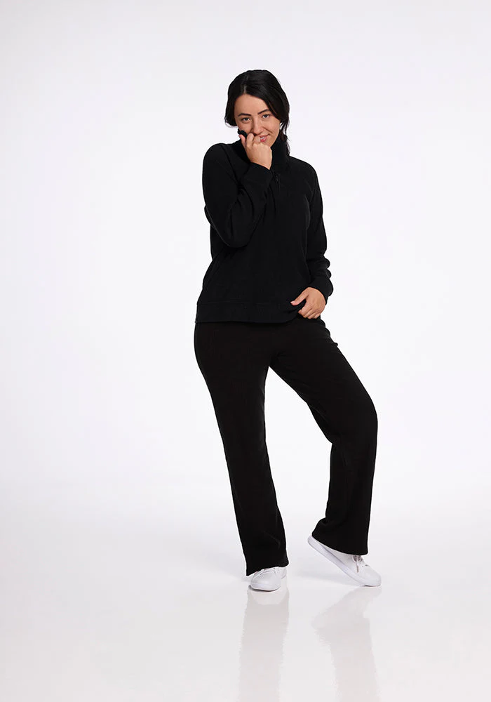 Quinn Ribbed 1/4 Zip - Black - Image 5