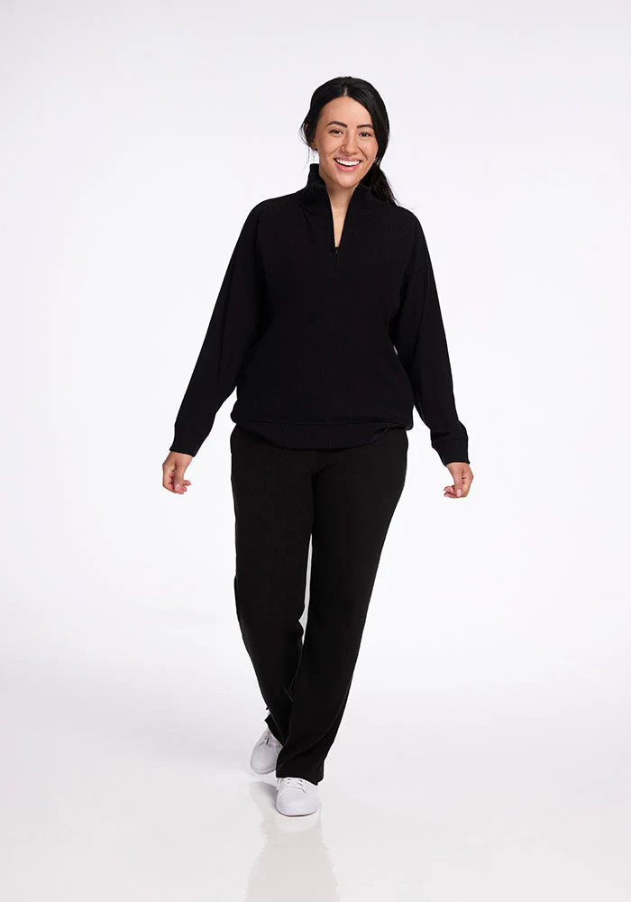 Quinn Ribbed 1/4 Zip - Black - Image 6