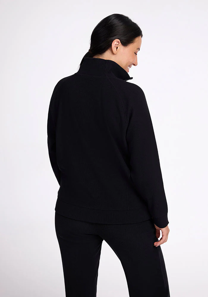 Quinn Ribbed 1/4 Zip - Black - Image 7