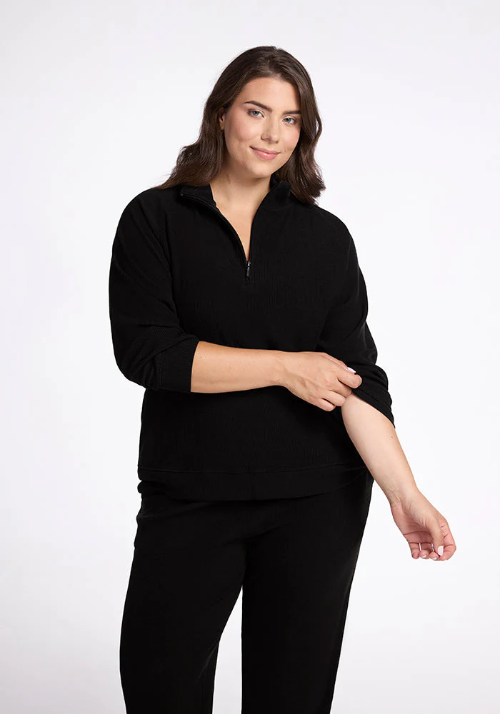 Quinn Ribbed 1/4 Zip - Black - Image 8