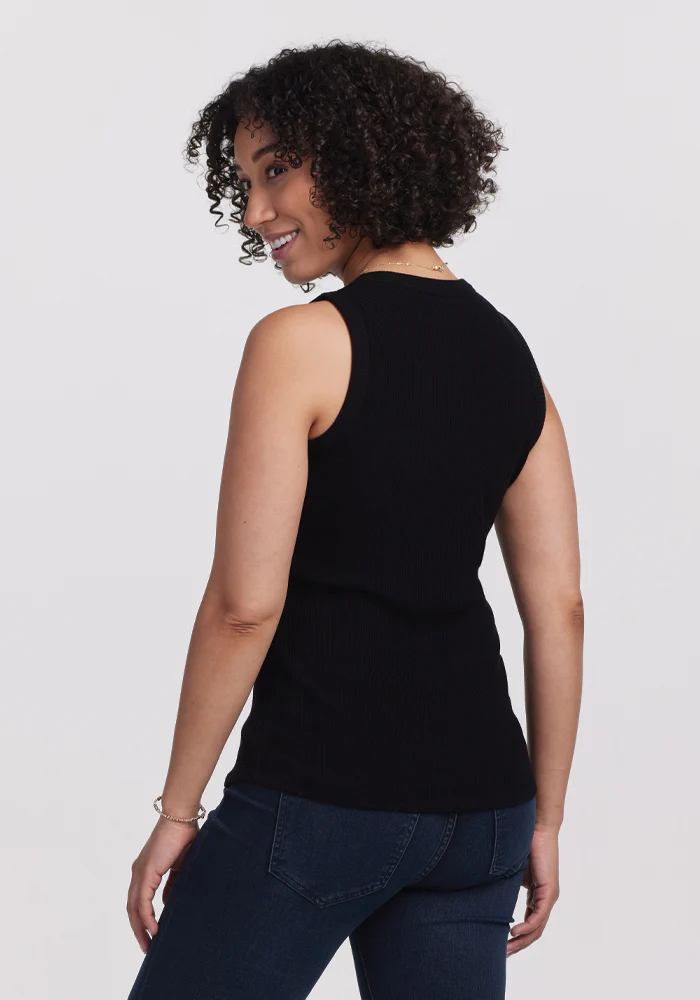 Raegan Ribbed Tank Top - Black - Image 5