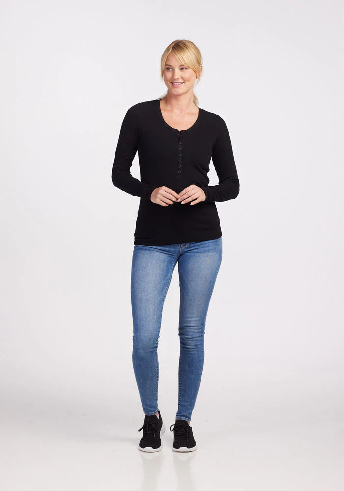 Reese Ribbed Henley - Black - Image 7