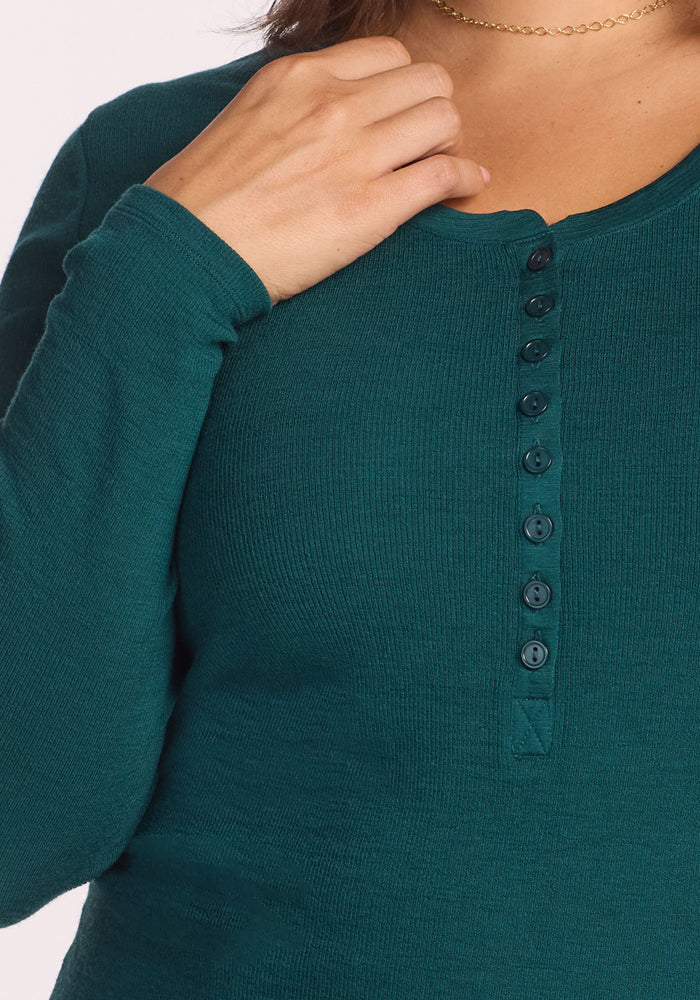 Reese Ribbed Henley - Riverbank Green - Image 4