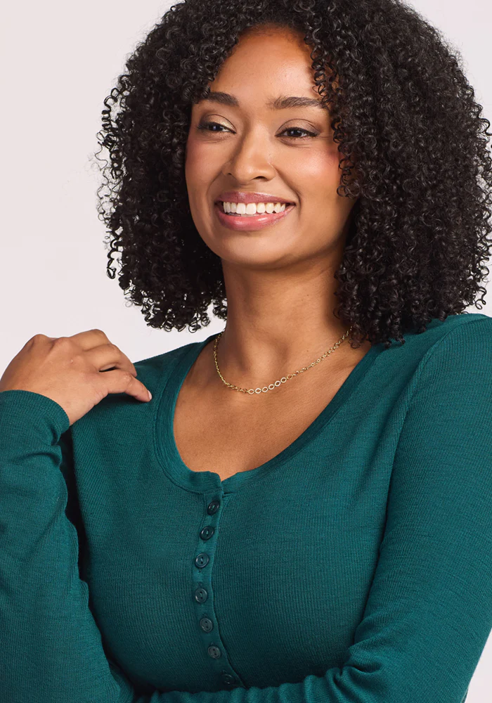Reese Ribbed Henley - Riverbank Green - Image 8