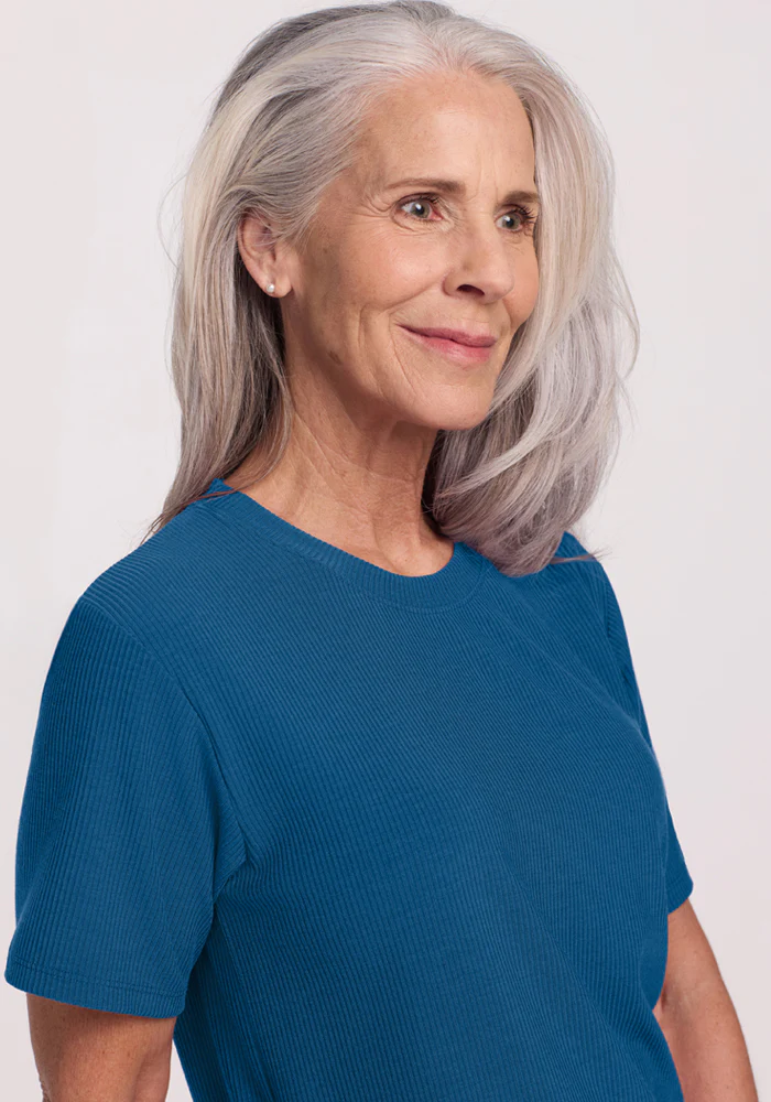 Delia Ribbed Short Sleeve - Moroccan Blue - Image 3