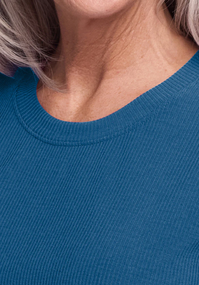 Delia Ribbed Short Sleeve - Moroccan Blue - Image 5