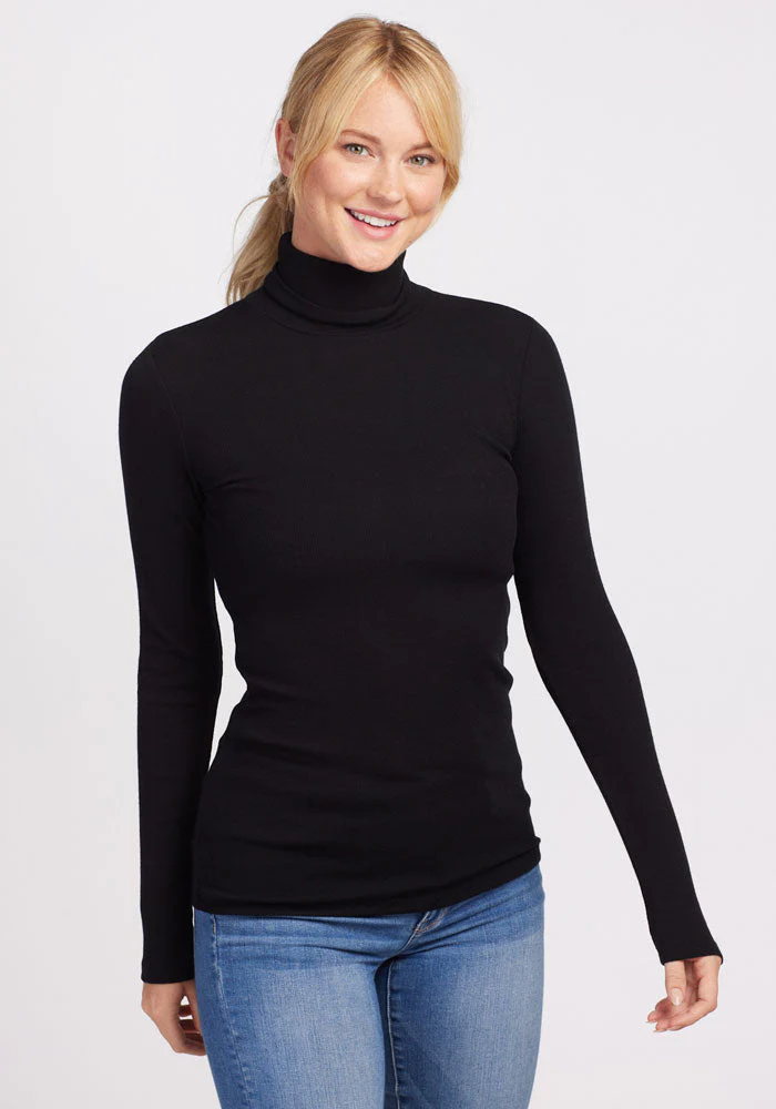 Sage Ribbed Turtleneck - Black - Image 3