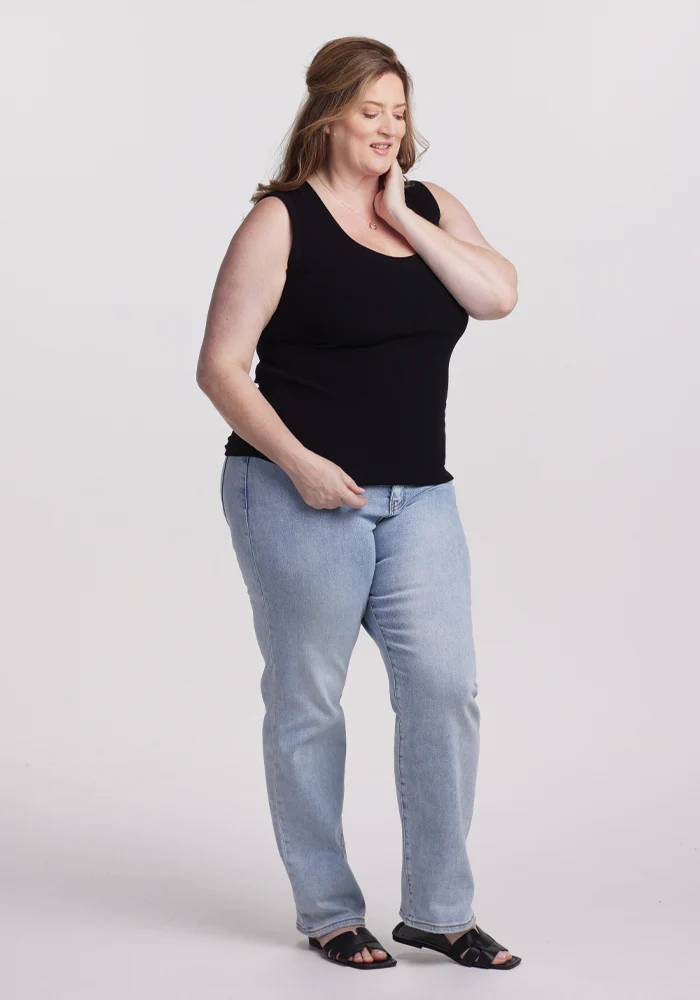 Sloane Ribbed Tank - Black - Image 10