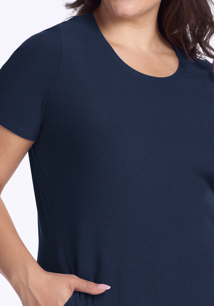 Harlowe Ribbed Dress - Deep Navy - Image 12