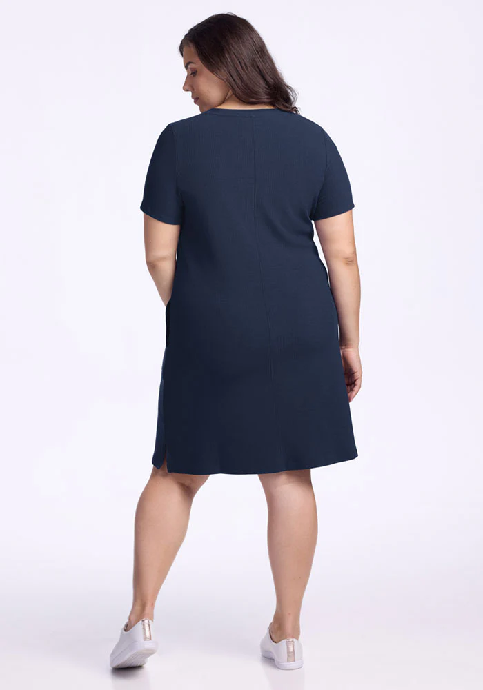 Harlowe Ribbed Dress - Deep Navy - Image 13