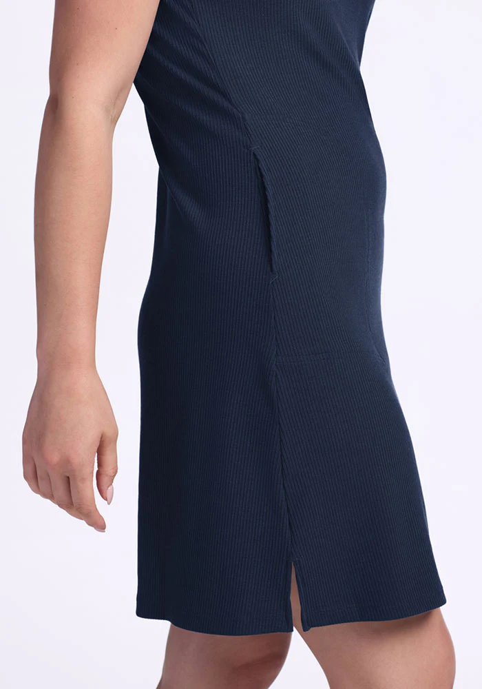 Harlowe Ribbed Dress - Deep Navy - Image 4