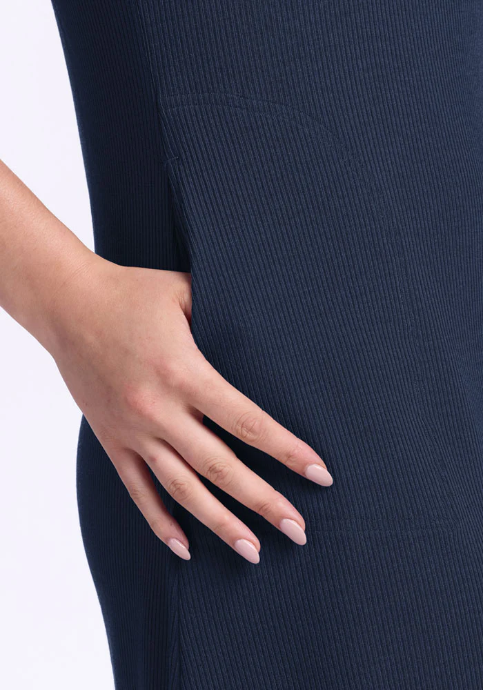 Harlowe Ribbed Dress - Deep Navy - Image 5