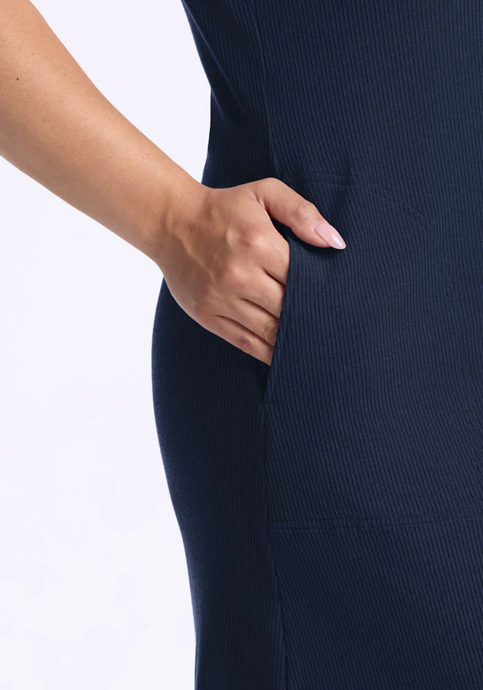 Harlowe Ribbed Dress - Deep Navy - Image 9