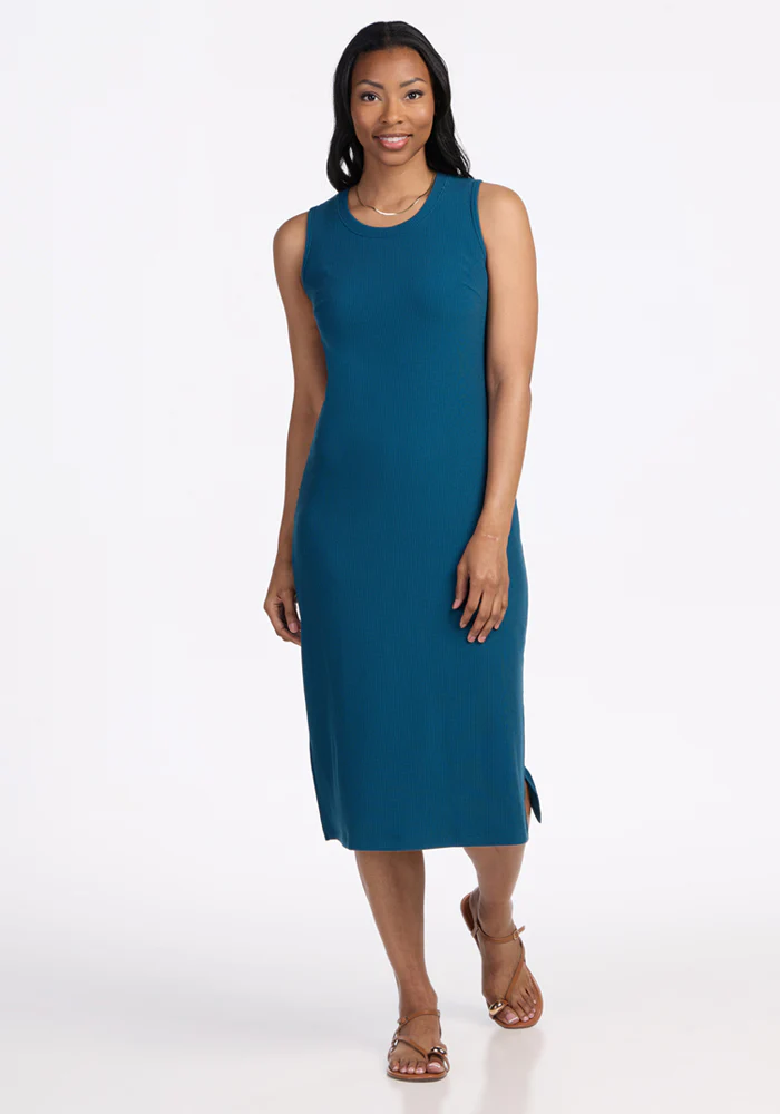 Iris Ribbed Dress - Moroccan Blue - Image 5