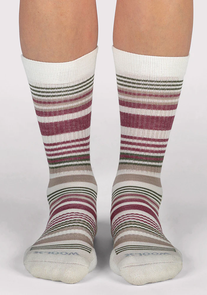 Womens Everyday Crew Socks - Buttercream Stripe - Image 3