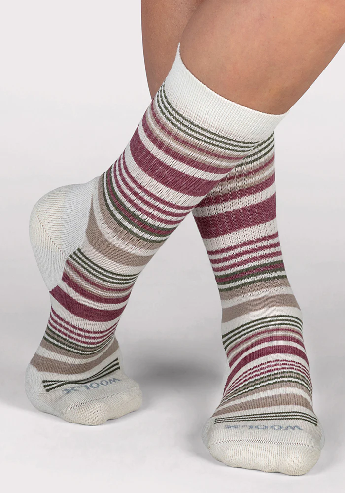 Womens Everyday Crew Socks - Buttercream Stripe - Image 4