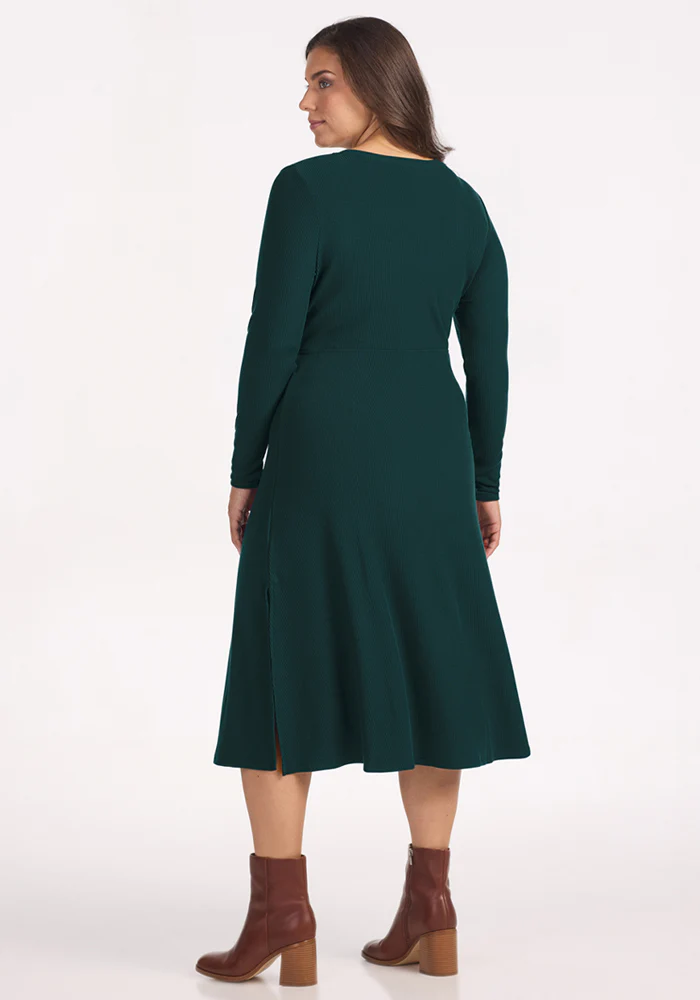 Caroline Ribbed Twirl Dress - Deep Timber - Image 12