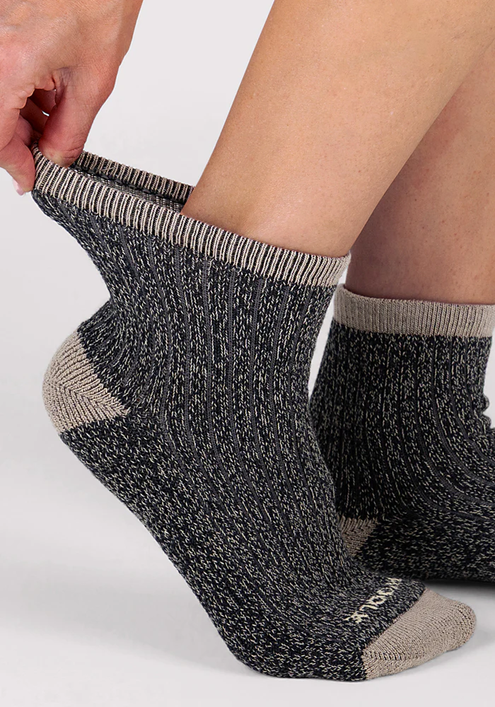 Womens Cozy Mini Crew Sock - Black - Image 4