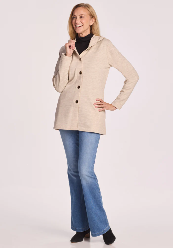 Edna Hooded Cardigan - Cream Heather - Image 6