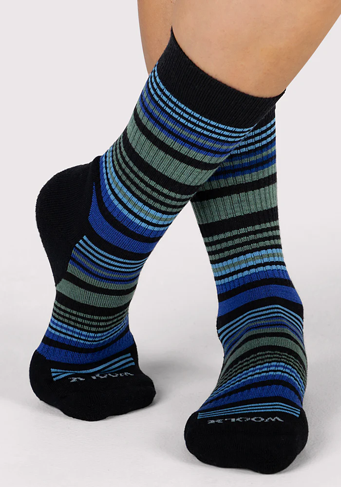 Womens Everyday Crew Socks - Black Stripe - Image 5