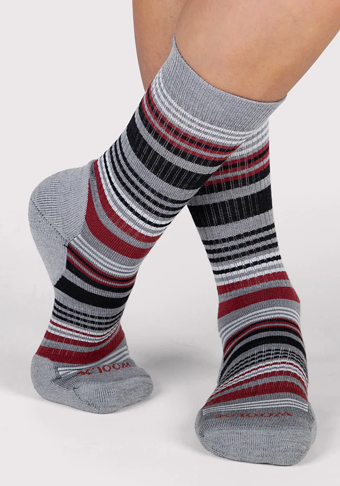 Womens Everyday Crew Socks - Light Grey Stripe - Image 4