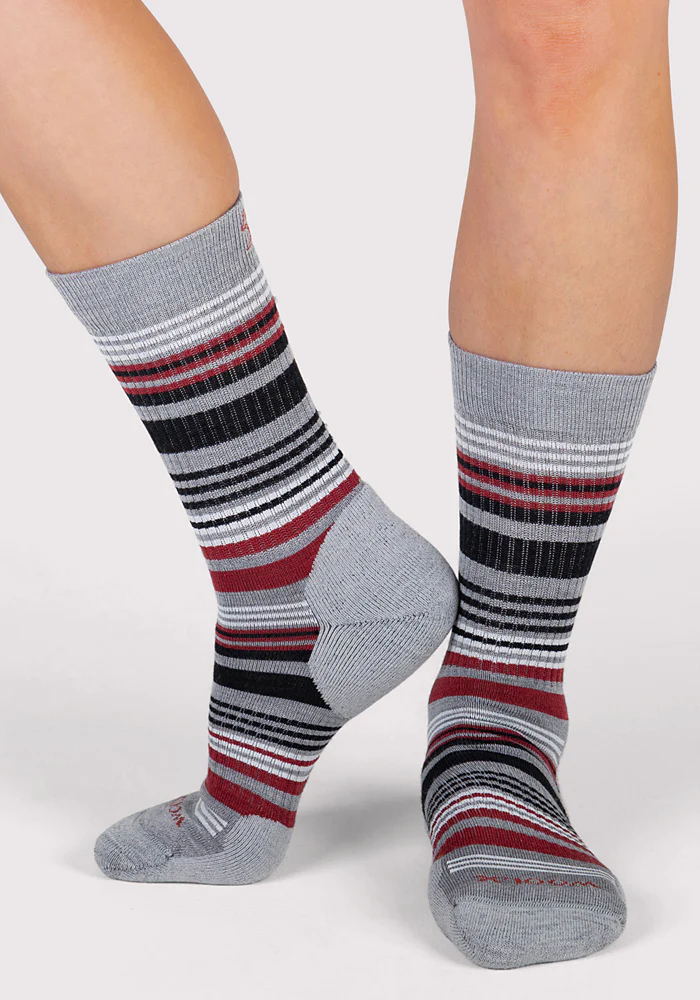 Womens Everyday Crew Socks - Light Grey Stripe - Image 6