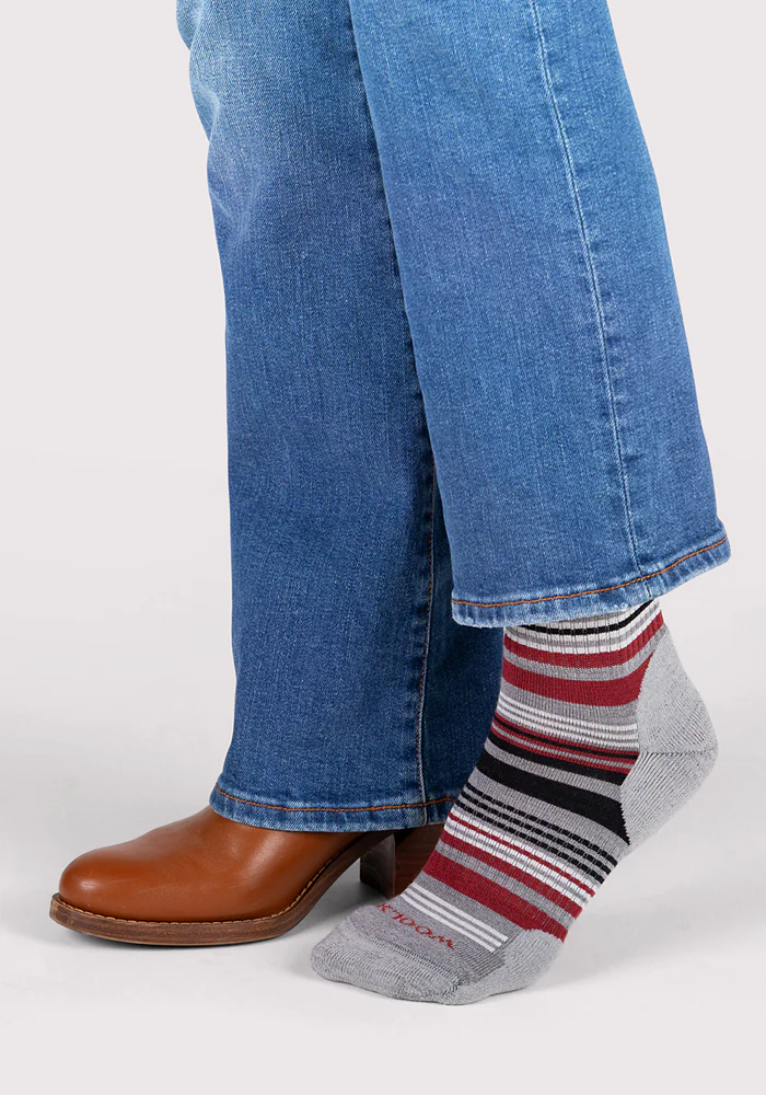 Womens Everyday Crew Socks - Light Grey Stripe - Image 7