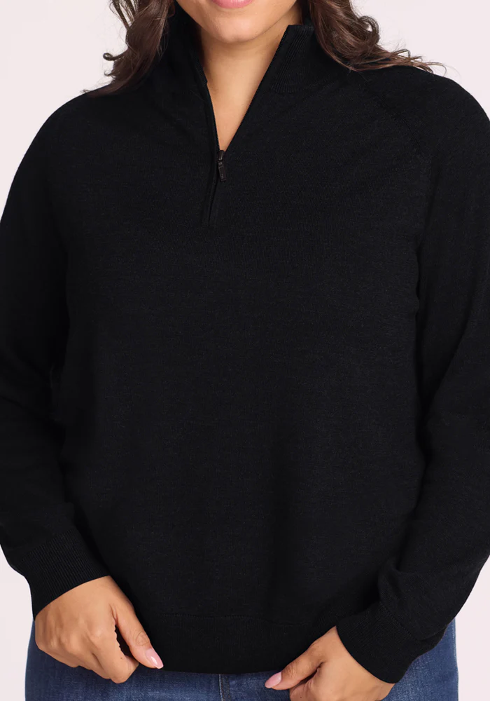 Collins Half Zip Sweater - Black - Image 10