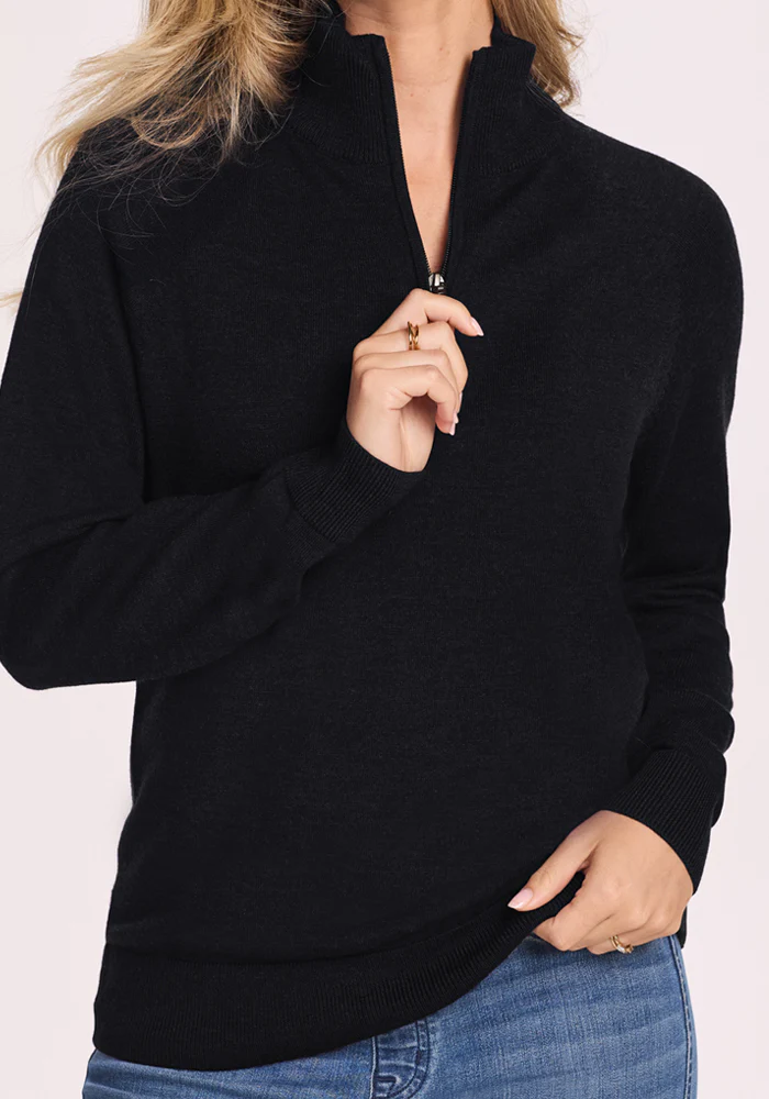 Collins Half Zip Sweater - Black - Image 4