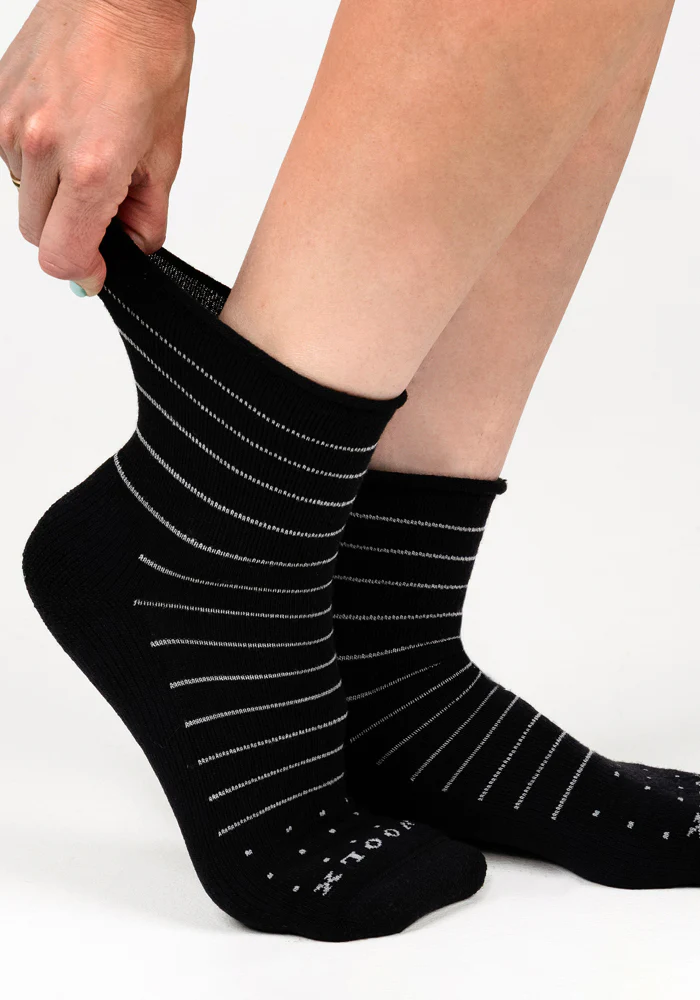Womens Derby Roll Top Sock - Black - Image 3