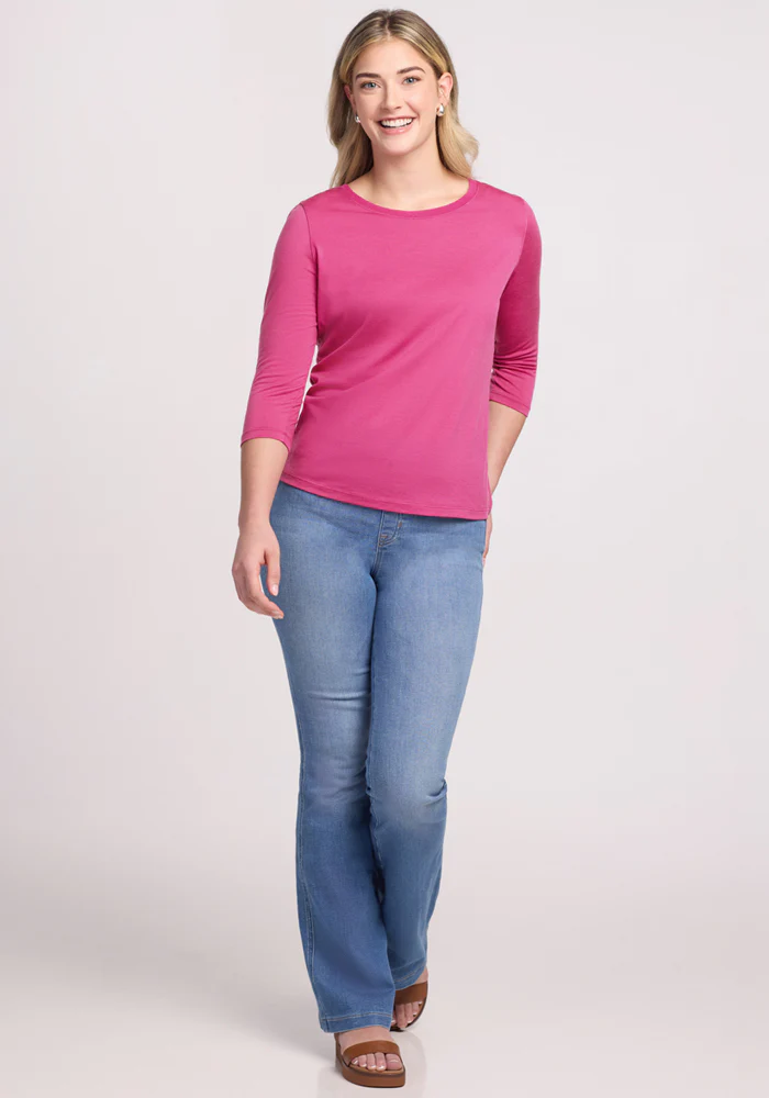 Jenny 3/4 Sleeve Crew Neck - Raspberry Fizz - Image 5