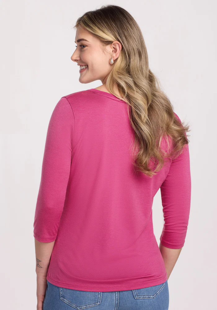 Jenny 3/4 Sleeve Crew Neck - Raspberry Fizz - Image 6
