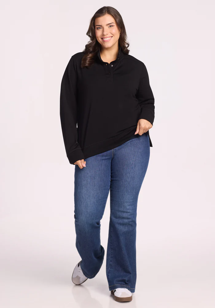 Annie 3 Button Pullover - Black - Image 11