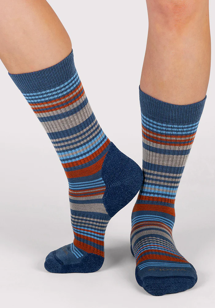 Womens Everyday Crew Socks - Majolica Blue Stripe - Image 4