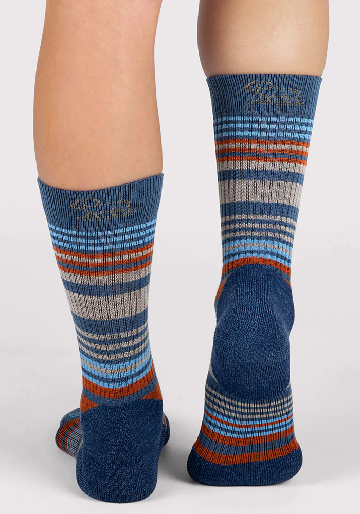 Womens Everyday Crew Socks - Majolica Blue Stripe - Image 5