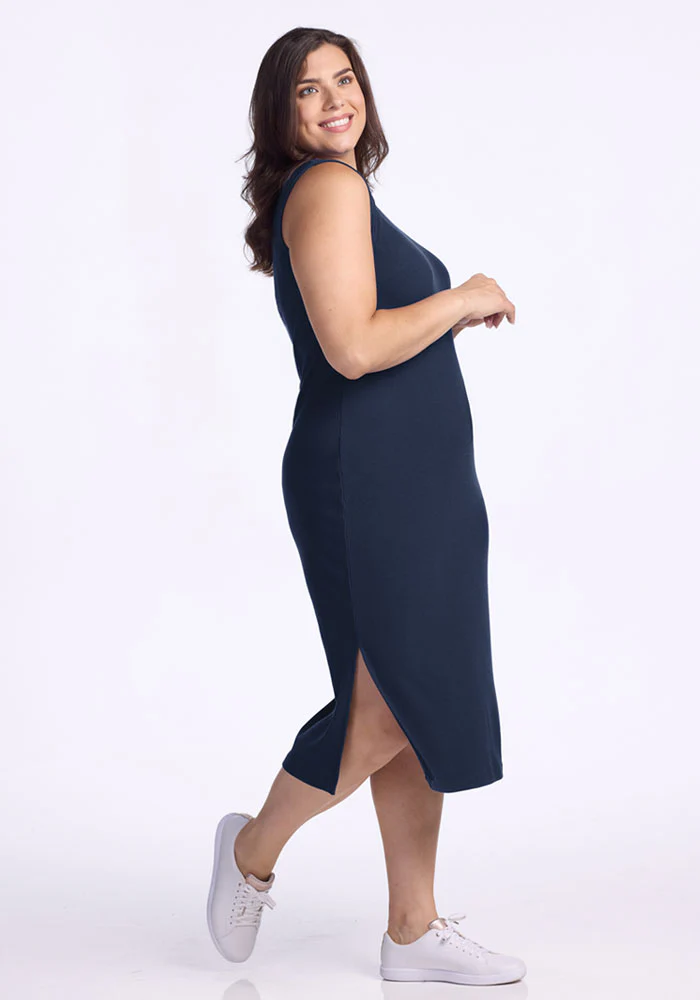 Iris Ribbed Dress - Deep Navy - Image 9