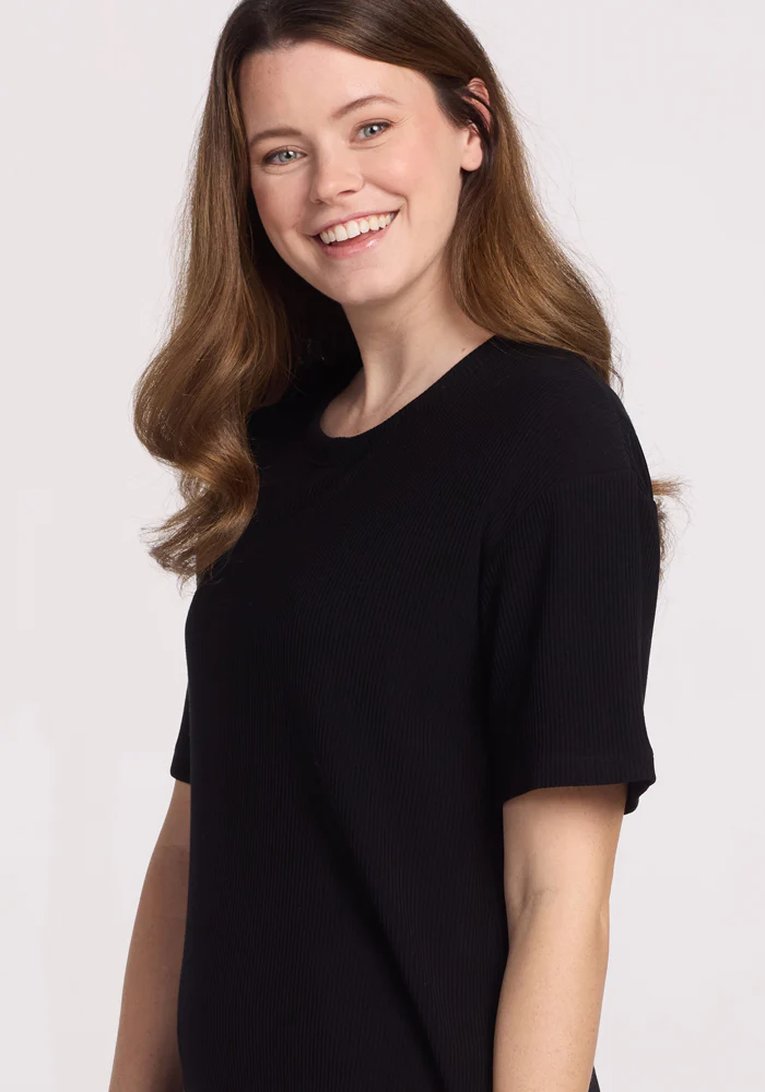 Vera Ribbed Tunic - Black - Image 5