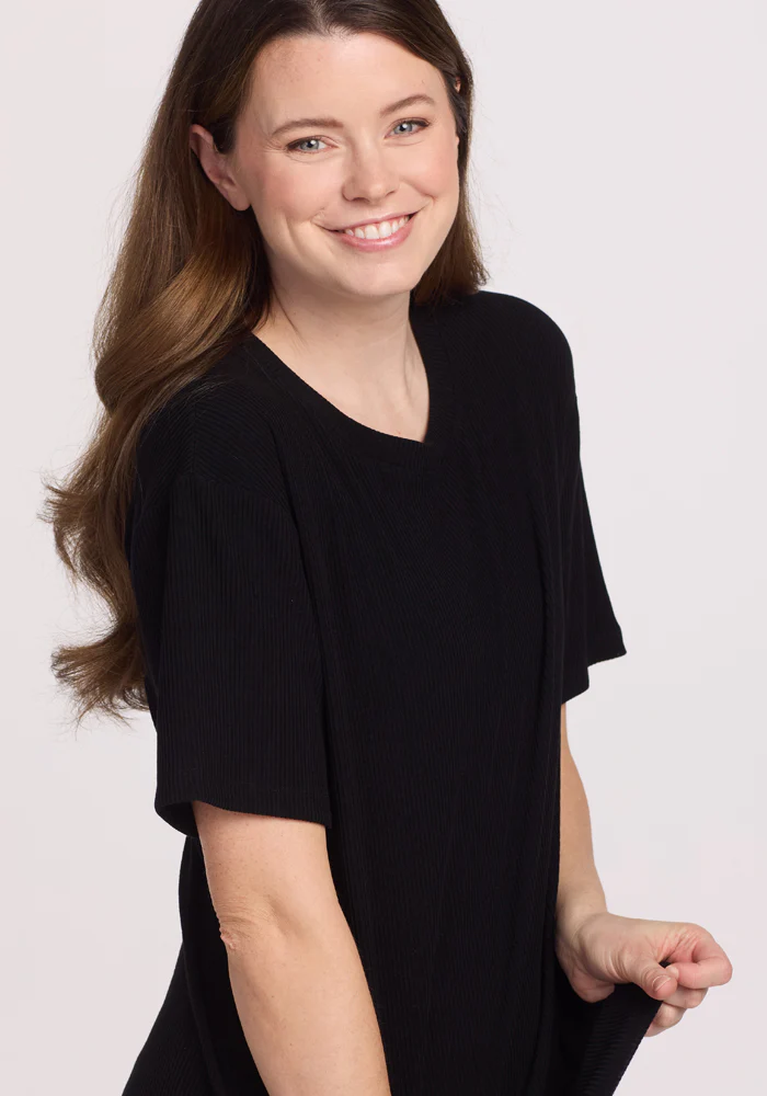 Vera Ribbed Tunic - Black - Image 7