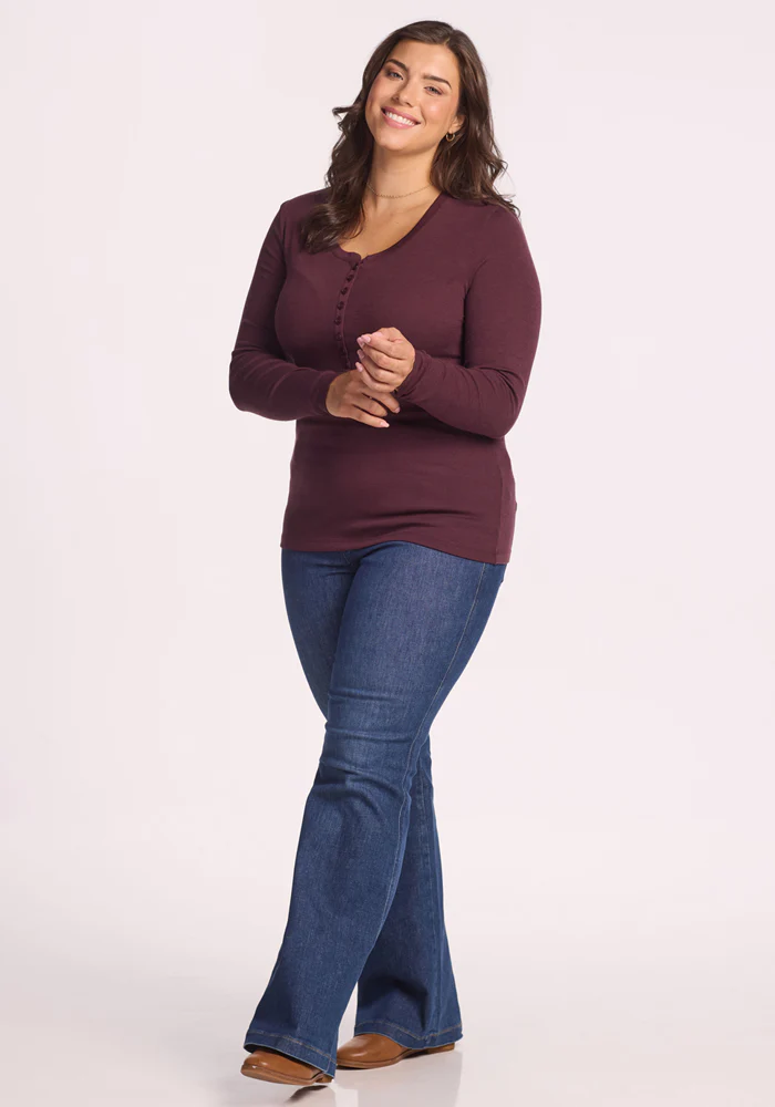 Reese Ribbed Henley - Chocolate Fig - Image 11