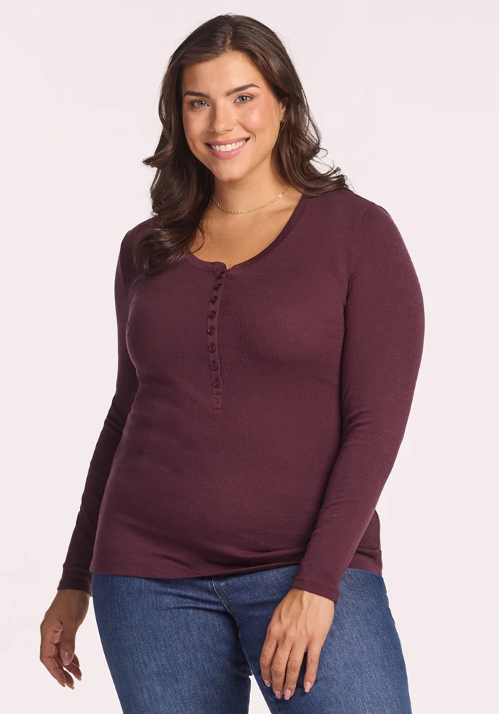 Reese Ribbed Henley - Chocolate Fig - Image 7