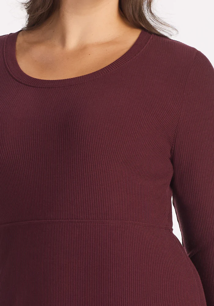 Caroline Ribbed Twirl Dress - Toasted Garnet - Image 10