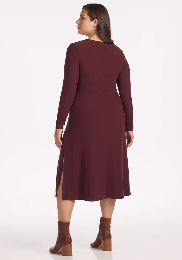 Caroline Ribbed Twirl Dress - Toasted Garnet - Image 13
