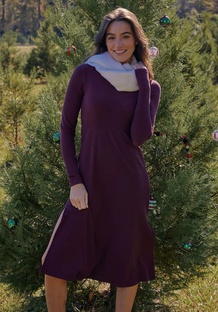 Caroline Ribbed Twirl Dress - Toasted Garnet - Image 16