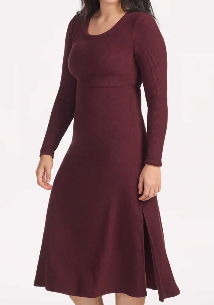 Caroline Ribbed Twirl Dress - Toasted Garnet - Image 6