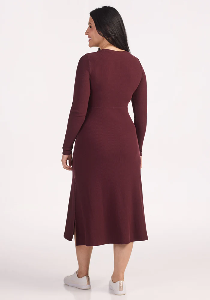 Caroline Ribbed Twirl Dress - Toasted Garnet - Image 7