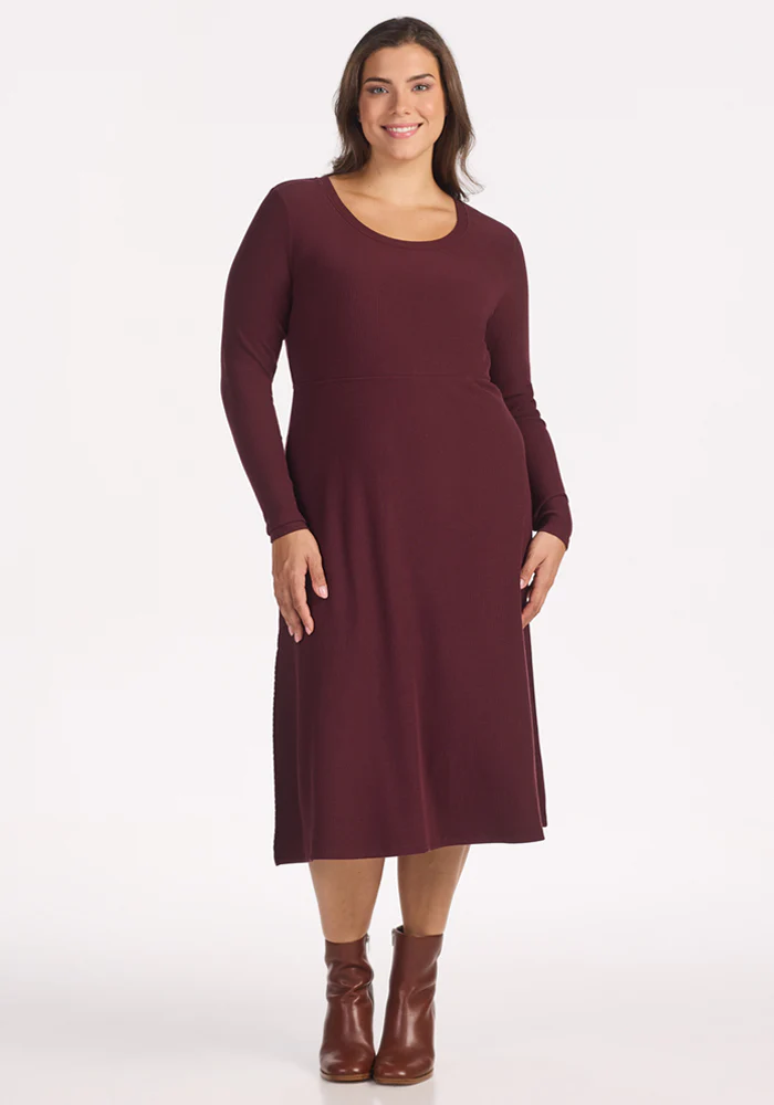 Caroline Ribbed Twirl Dress - Toasted Garnet - Image 8